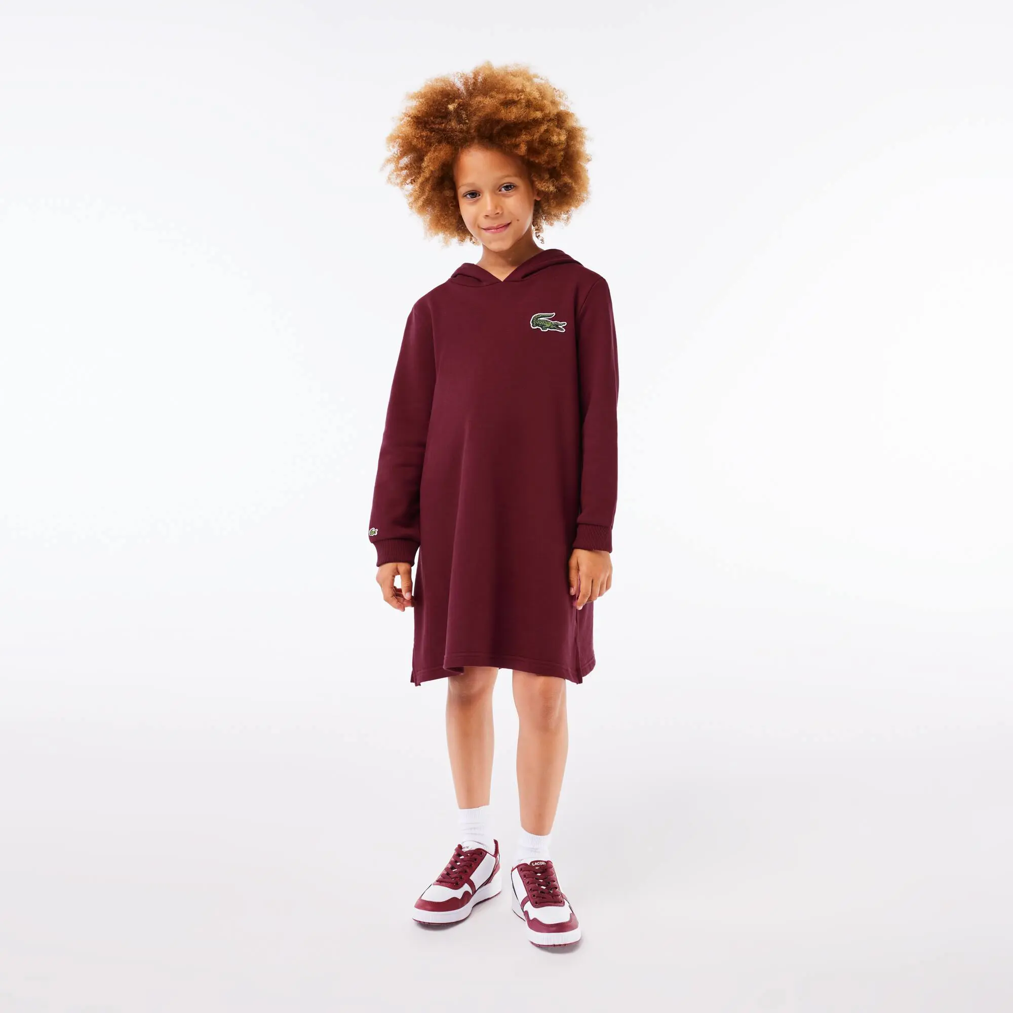 Lacoste Sweatshirtkleid mit Kapuze aus Baumwollfleece. 1