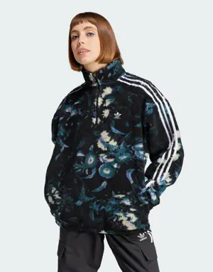 Allover Print Flower Fleece Jacket