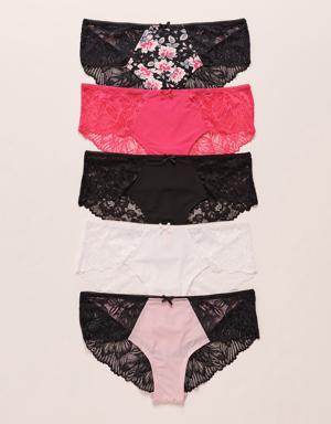 5-Pack Microfiber and Lace Hiphugger Panty