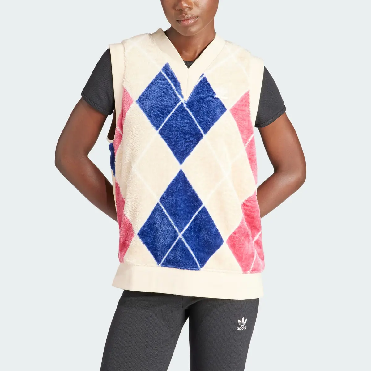 Adidas Argyle Fluffy V-neck Vest. 1