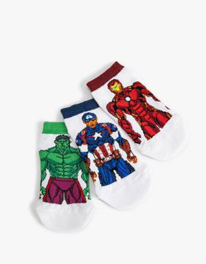 3’lü Hulk ve Iron Man Baskılı Çorap Seti Lisanslı