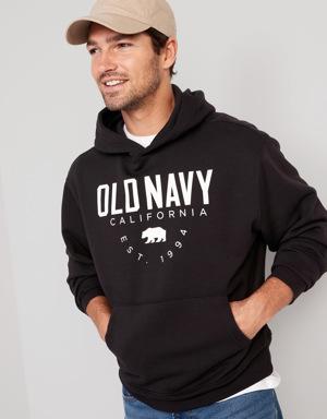 Logo-Graphic Pullover Hoodie for Men black