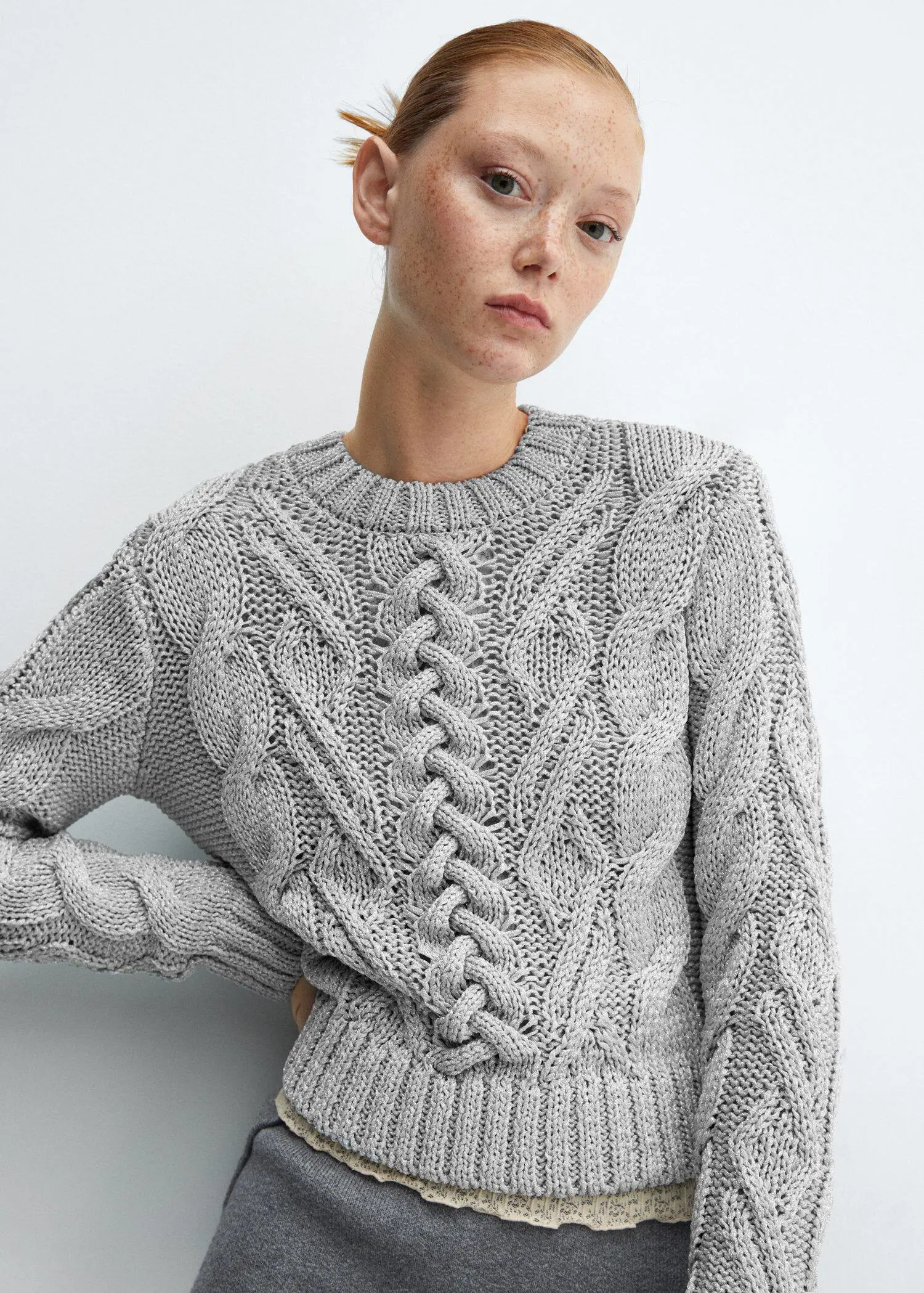 Mango Knitted braided sweater. 1