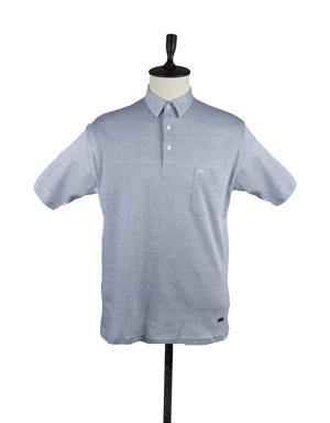 Kısa Kol Çizgili Merserize Gömlek Yaka Cepli %100 Pamuk Comfort Fit Rahat Kesim Klasik T-Shirt 1011220136