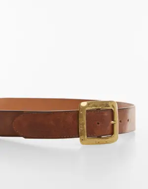 Textured square buckle belt