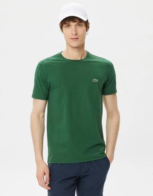 Erkek Regular Fit Bisiklet Yaka Yeşil T-Shirt
