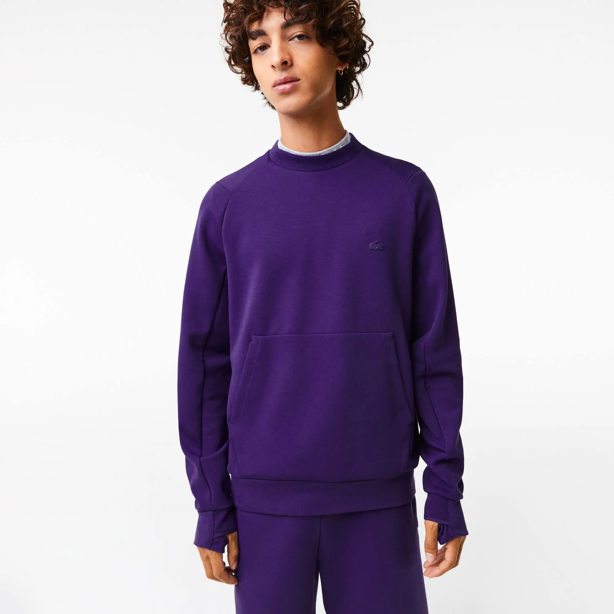 Lacoste Sweatshirt Jogger à col rond en coton mélangé avec poche kangourou. 1