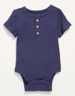 Unisex Rib-Knit Henley Bodysuit for Baby blue