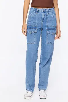 Forever 21 Forever 21 Recycled Cotton Straight Leg Jeans Medium Denim. 2