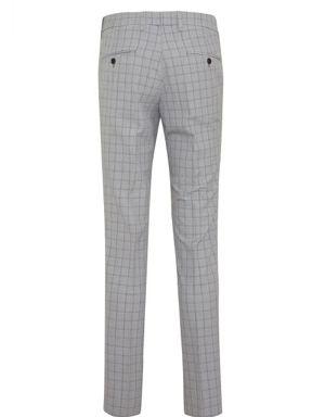 Gri Slim Fit Kareli Yandan Cep Kumaş Pantolon