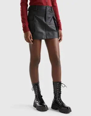 cargo mini skirt in imitation leather