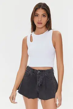 Forever 21 Forever 21 Raw Cut Denim Shorts Washed Black. 2