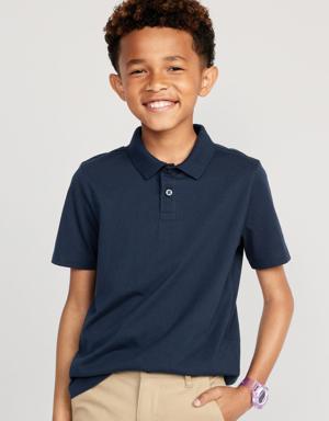 School Uniform Jersey-Knit Polo Shirt for Boys blue