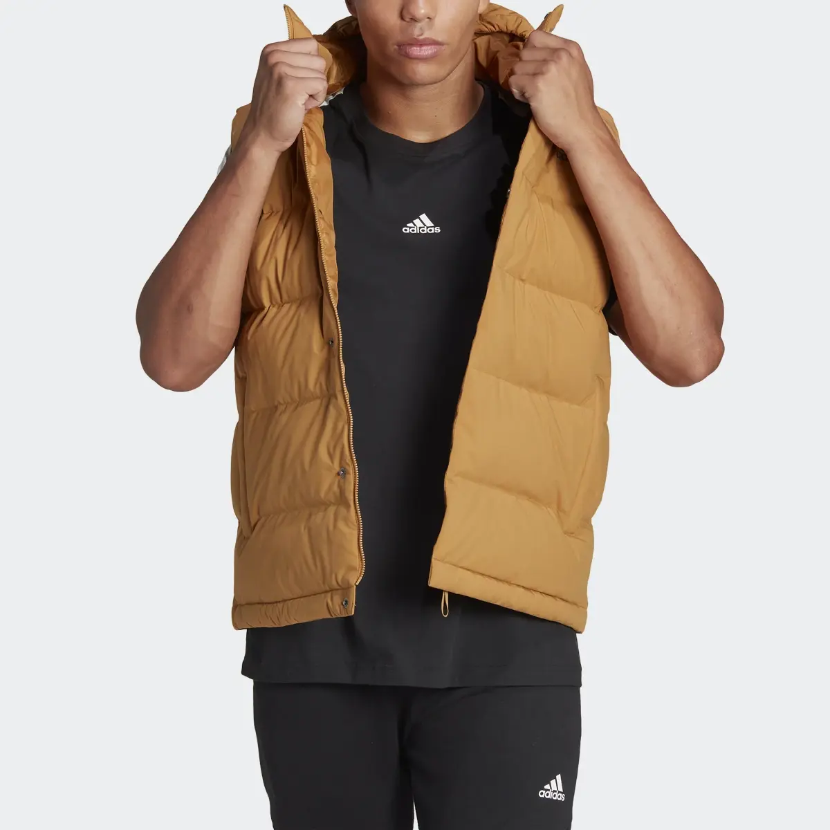Adidas Helionic Hooded Down Vest. 1