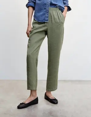 Drawstring waist modal trousers