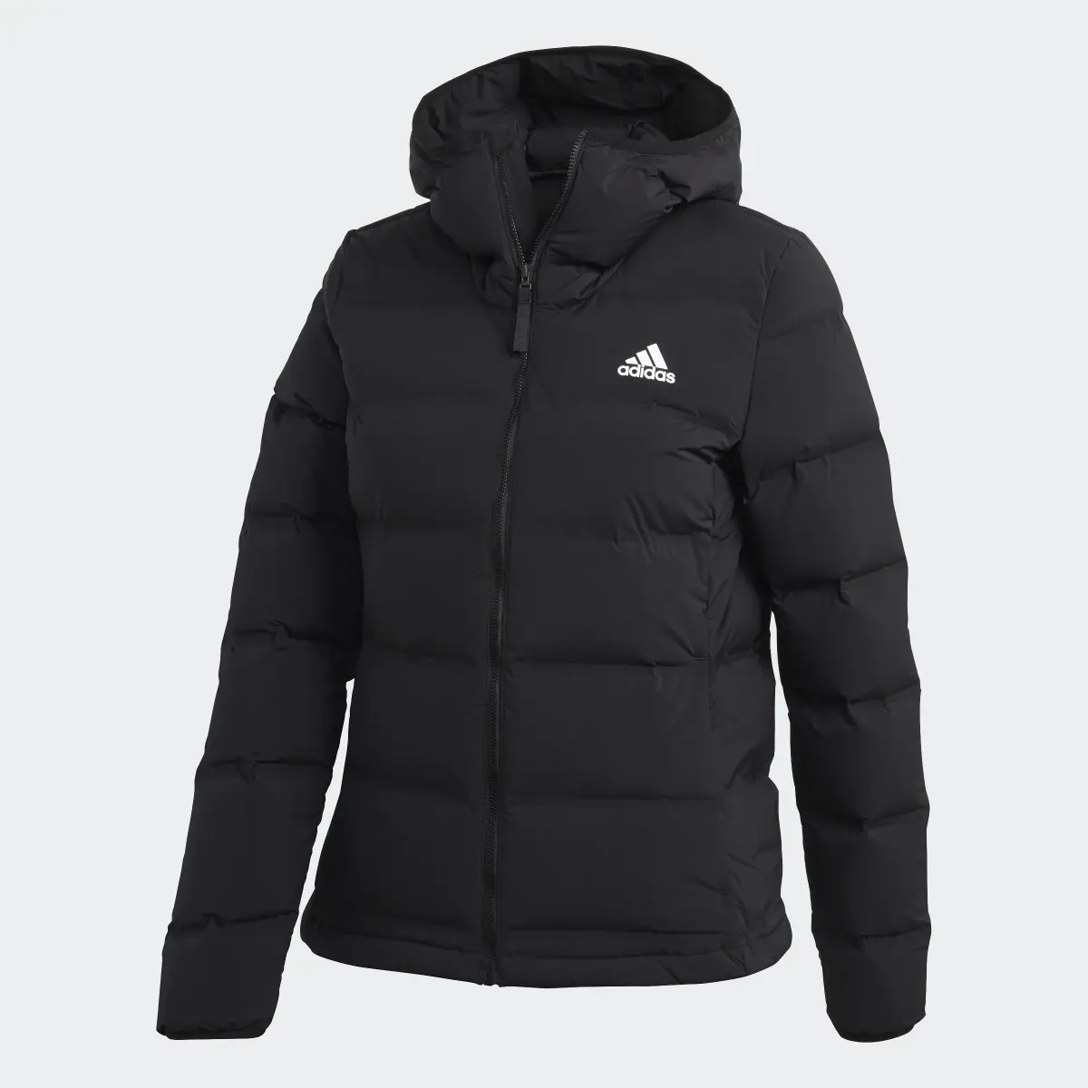 Adidas Helionic Stretch Hooded Down Jacket. 1