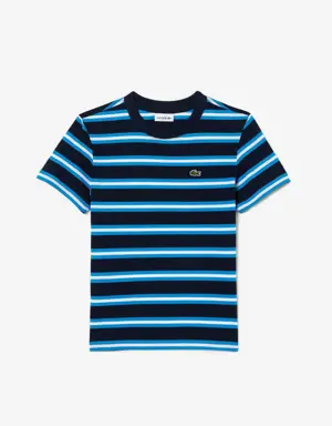 Kids’ Lacoste Stripe Print Cotton Jersey T-shirt