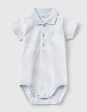 polo bodysuit in stretch cotton