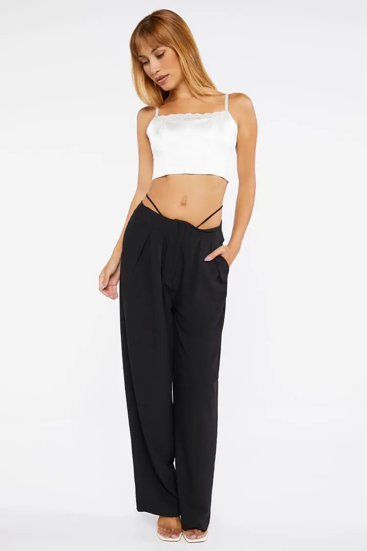 Forever 21 Forever 21 Cutout High Rise Relaxed Pants Black. 1