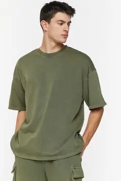 Forever 21 Forever 21 French Terry Crew Tee Olive. 2