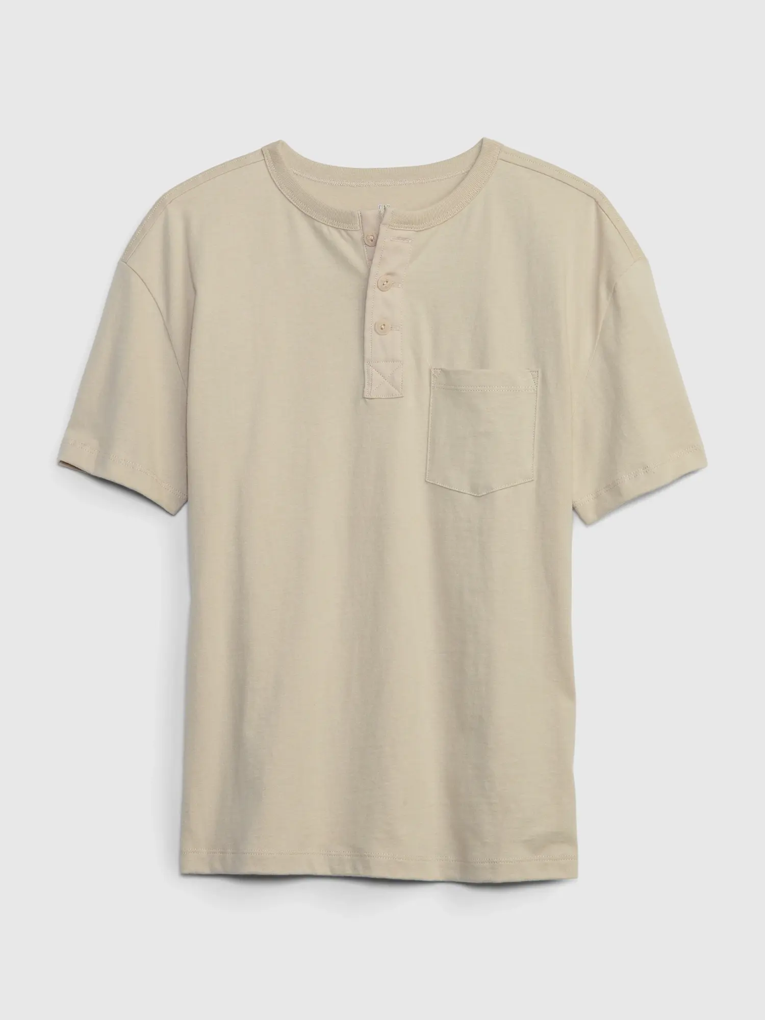 Gap Kids Pocket Henley T-Shirt beige. 1