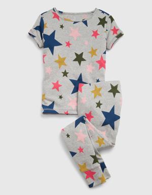 Kids Organic Cotton Star PJ Set gray