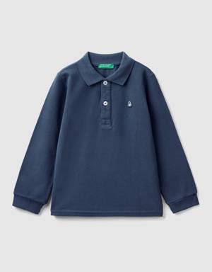 long sleeve polo in organic cotton