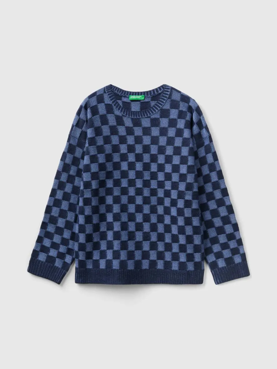 Benetton regular fit checkered sweater. 1