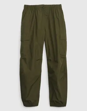 Kids Pull-On Cargo Parachute Pants green