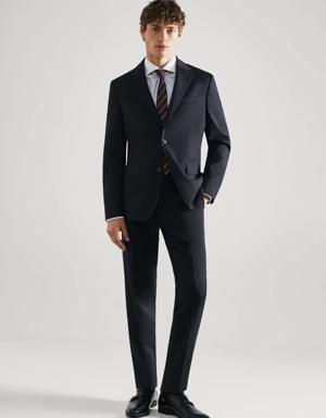 Slim fit virgin wool suit trousers