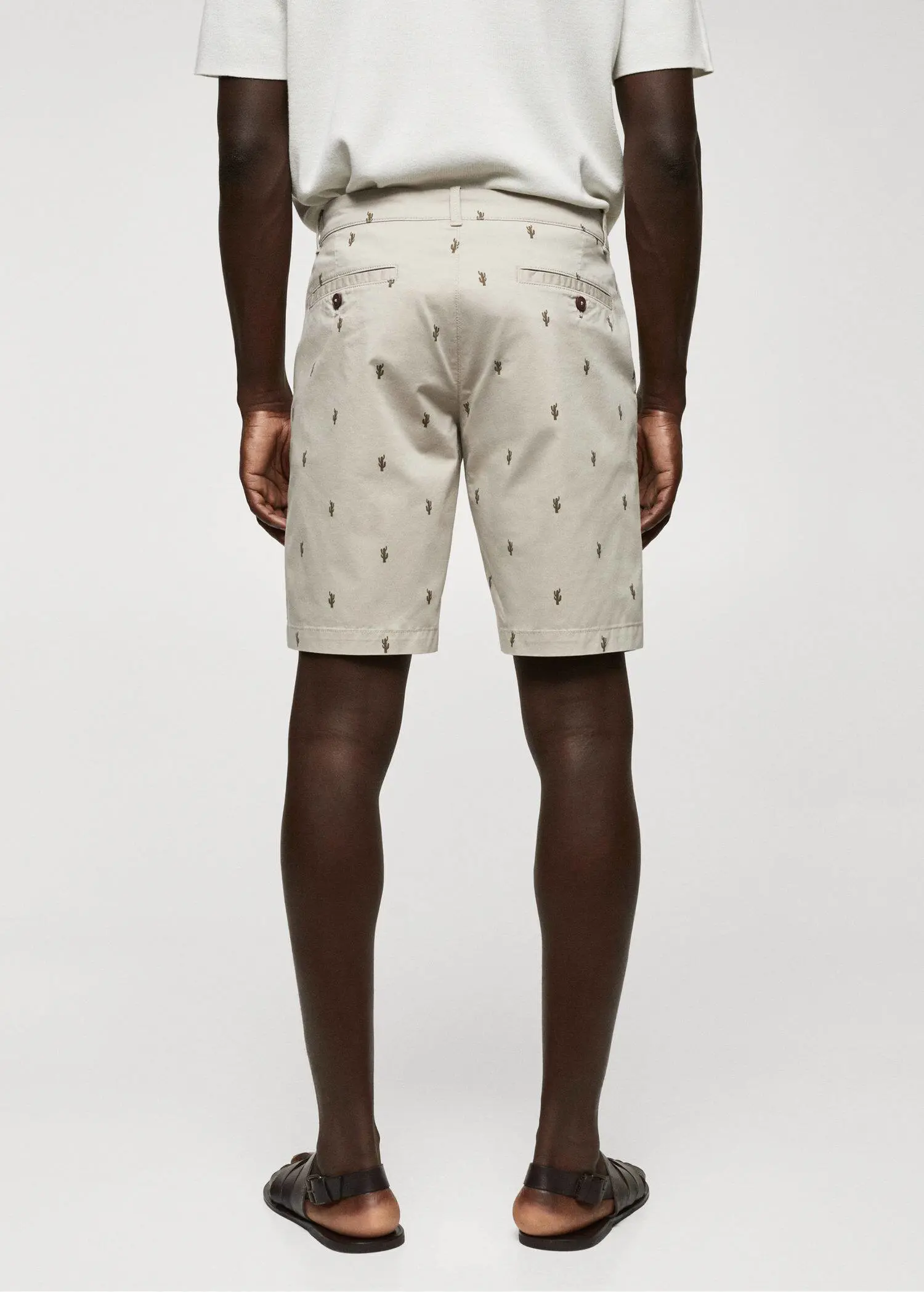 Mango Slim-fit cotton micro-print bermuda shorts. 3