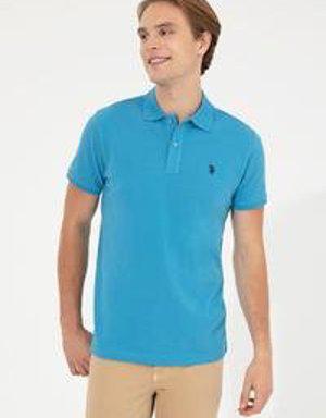 Erkek Kobalt Polo Yaka Basic T-Shirt