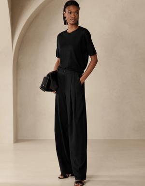 Fern Linen-Blend Short-Sleeve Sweater black