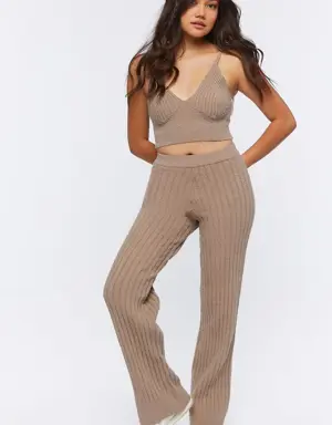 Forever 21 Rib Knit Cami &amp; Pants Set Taupe
