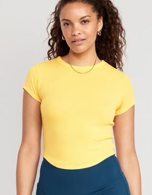Old Navy Short-Sleeve UltraLite Cropped Rib-Knit T-Shirt for Women blue