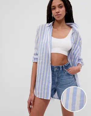 Gap Linen Boyfriend Shirt blue