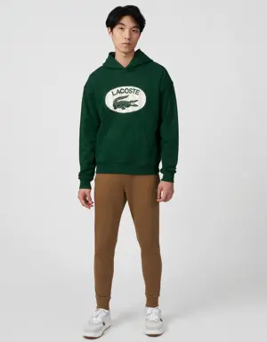 Men's Loose Fit Branded Monogram Hooded Sweatshirt