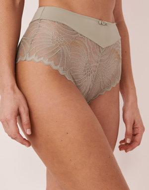 Microfiber and Lace High Waist Hiphugger Panty