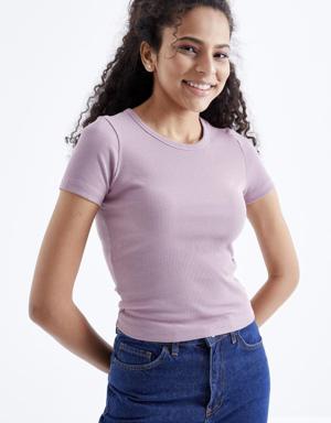 Gül Kurusu Basic Kısa Kol O Yaka Kadın T-Shirt - 97202