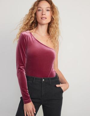 Old Navy One-Shoulder Velvet Top red