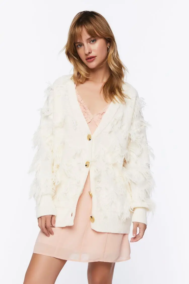 Forever 21 Forever 21 Textured Cardigan Sweater Cream. 1