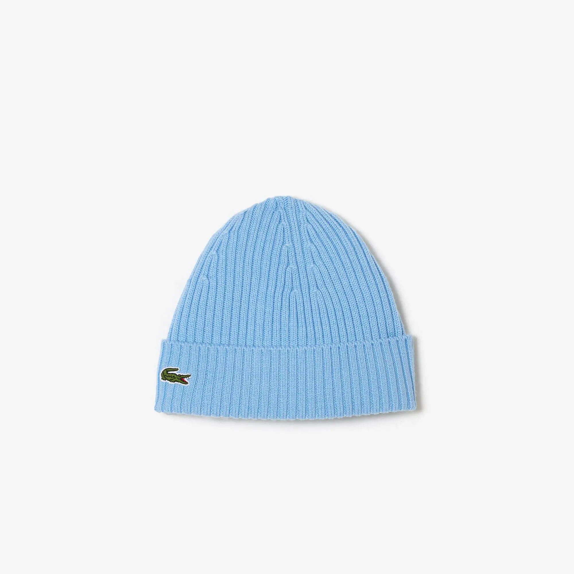 Lacoste Unisex Ribbed Wool Beanie. 1