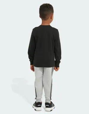 Two-Piece Cotton Tee and Heather Fleece Jogger Set