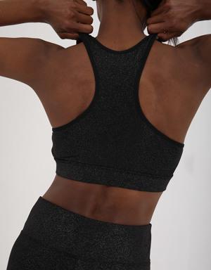 Siyah-gümüş - Siyah Yüksek Bel Toparlayıcılı Sırt Detaylı Slim Fit Büstiyer Kadın Tayt Takım - 95281