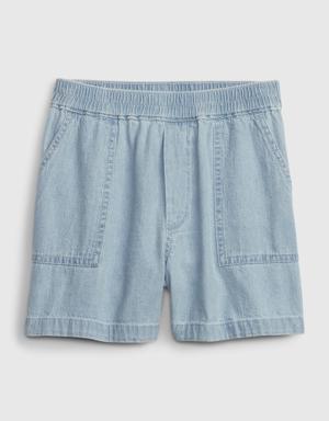 Kids Utility Shorts with Washwell blue