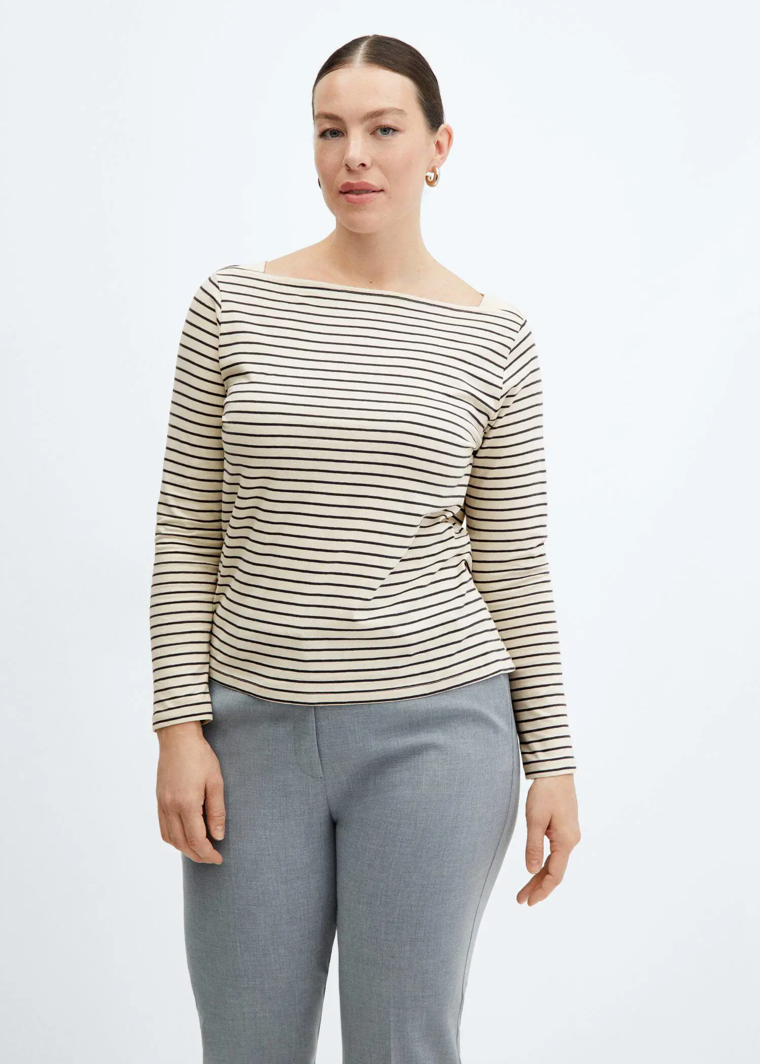 Mango Cotton boat neck t-shirt. 1