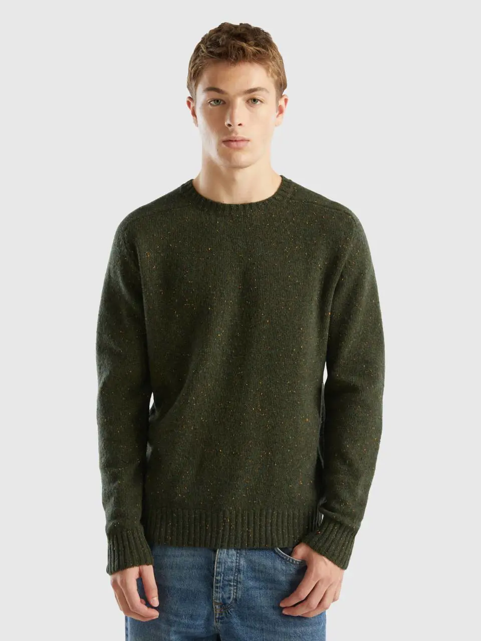 Benetton crew neck sweater in wool blend. 1