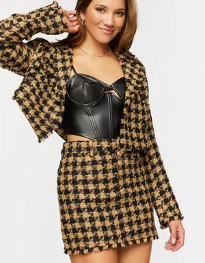 Forever 21 Tweed Houndstooth Mini Skirt Taupe/Black