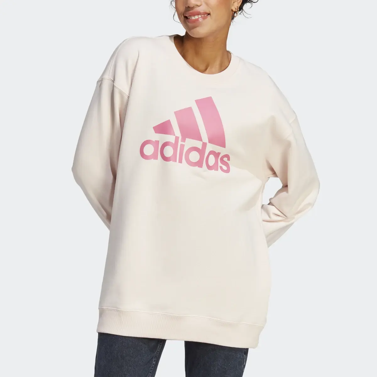 Adidas Sudadera Essentials Logo Extra Grande Tela French Terry Ajuste Holgado. 1