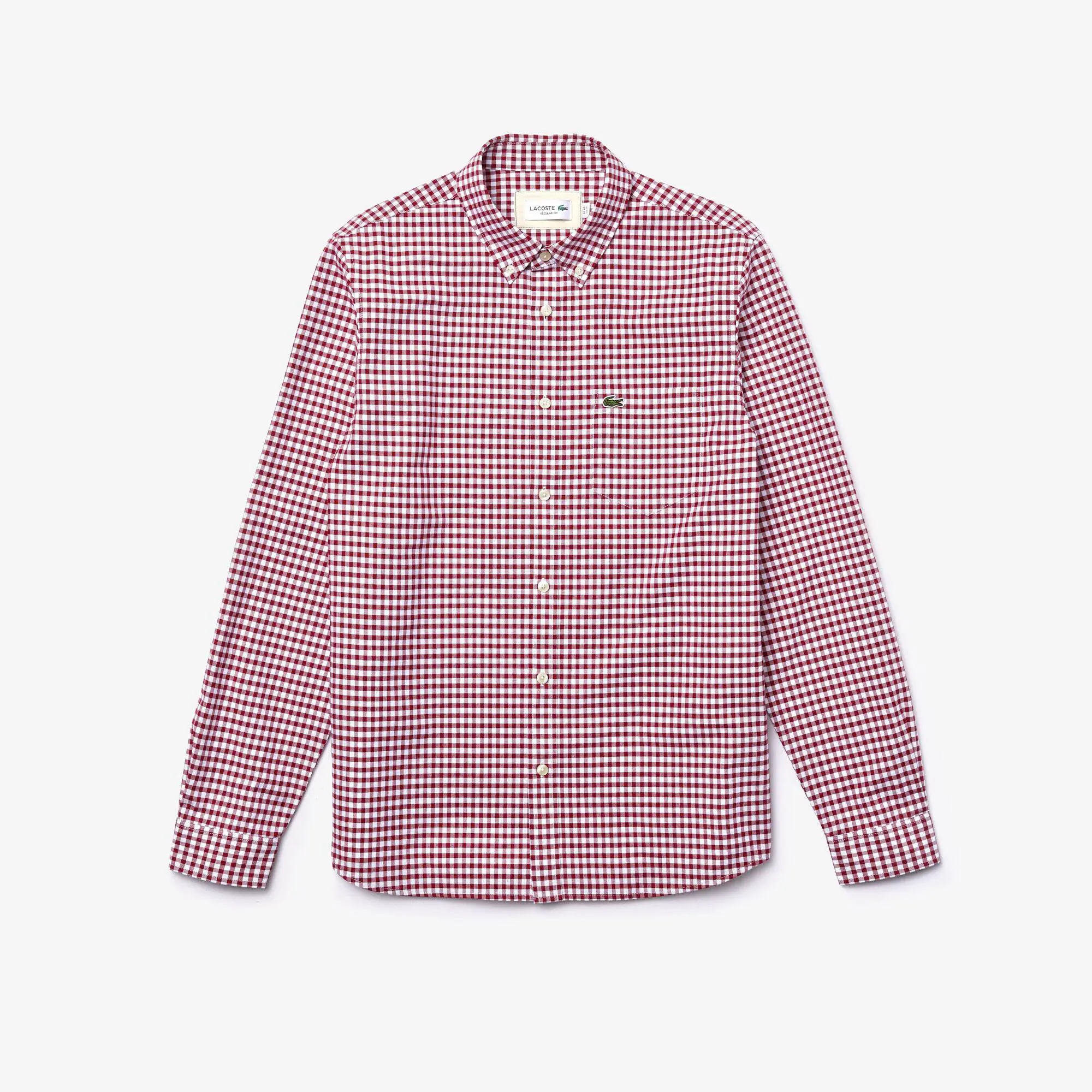 Lacoste Men's Regular Fit Gingham Oxford Cotton Shirt. 2